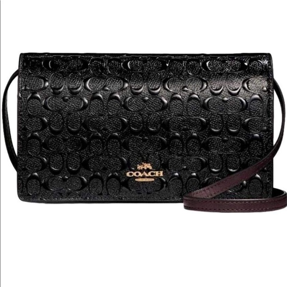 Coach Handbags - COACH Debossed Patent Leather Crossbody Clutch